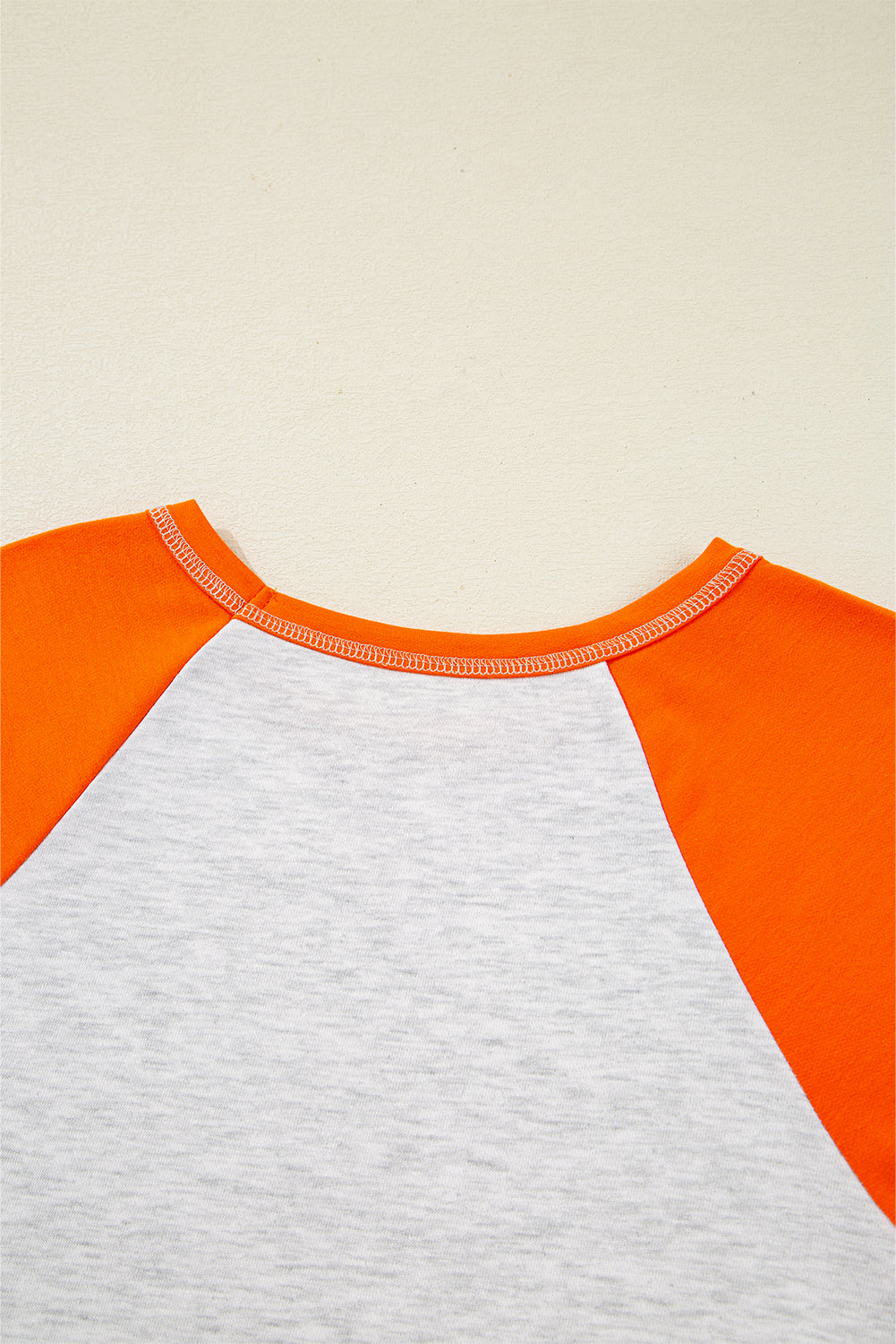 Light Grey Color Block Raglan Sleeve Contrast Stitching Loose Fit Top