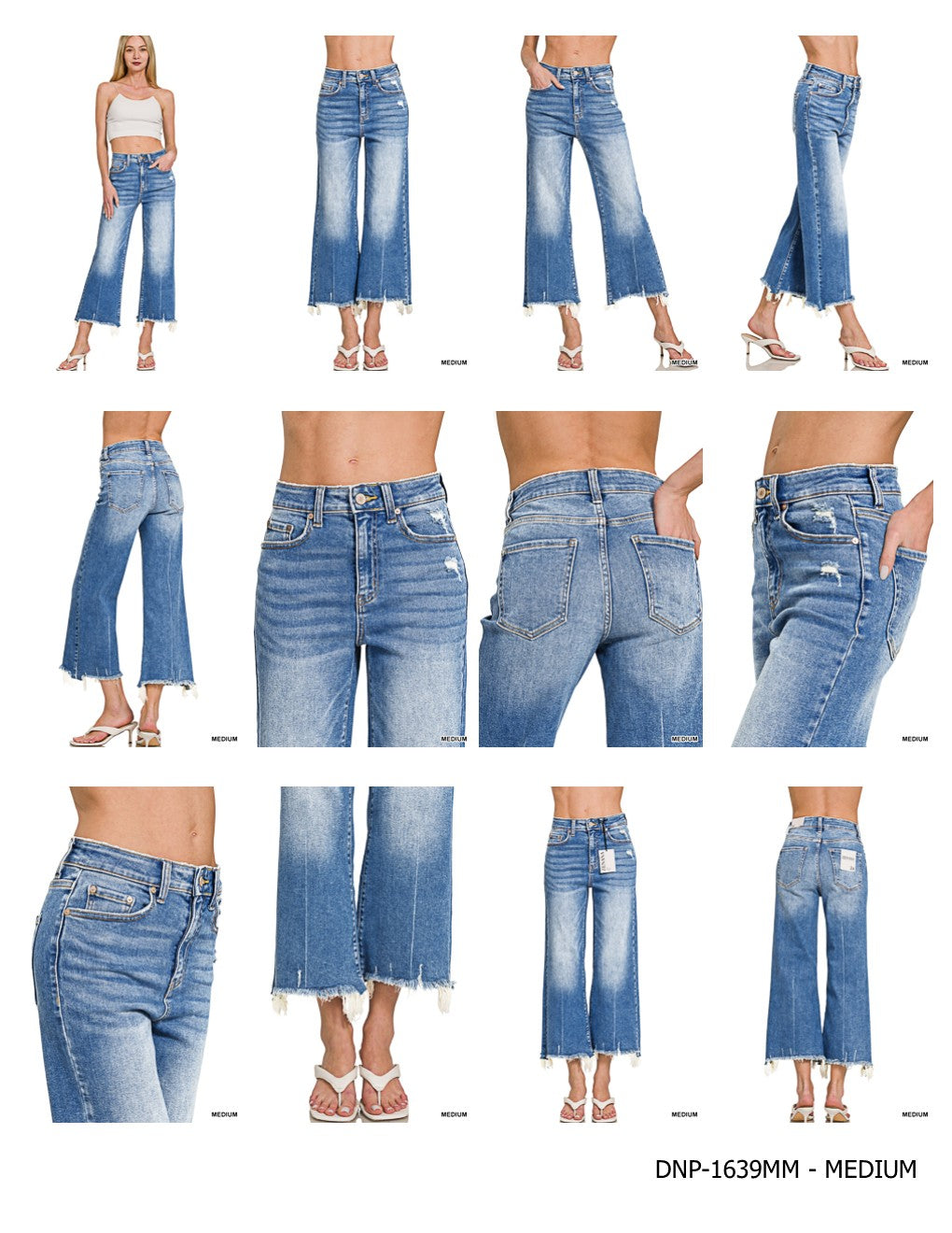 ZENANA MID RISE STRAIGHT RAW HEM DENIM PANTS