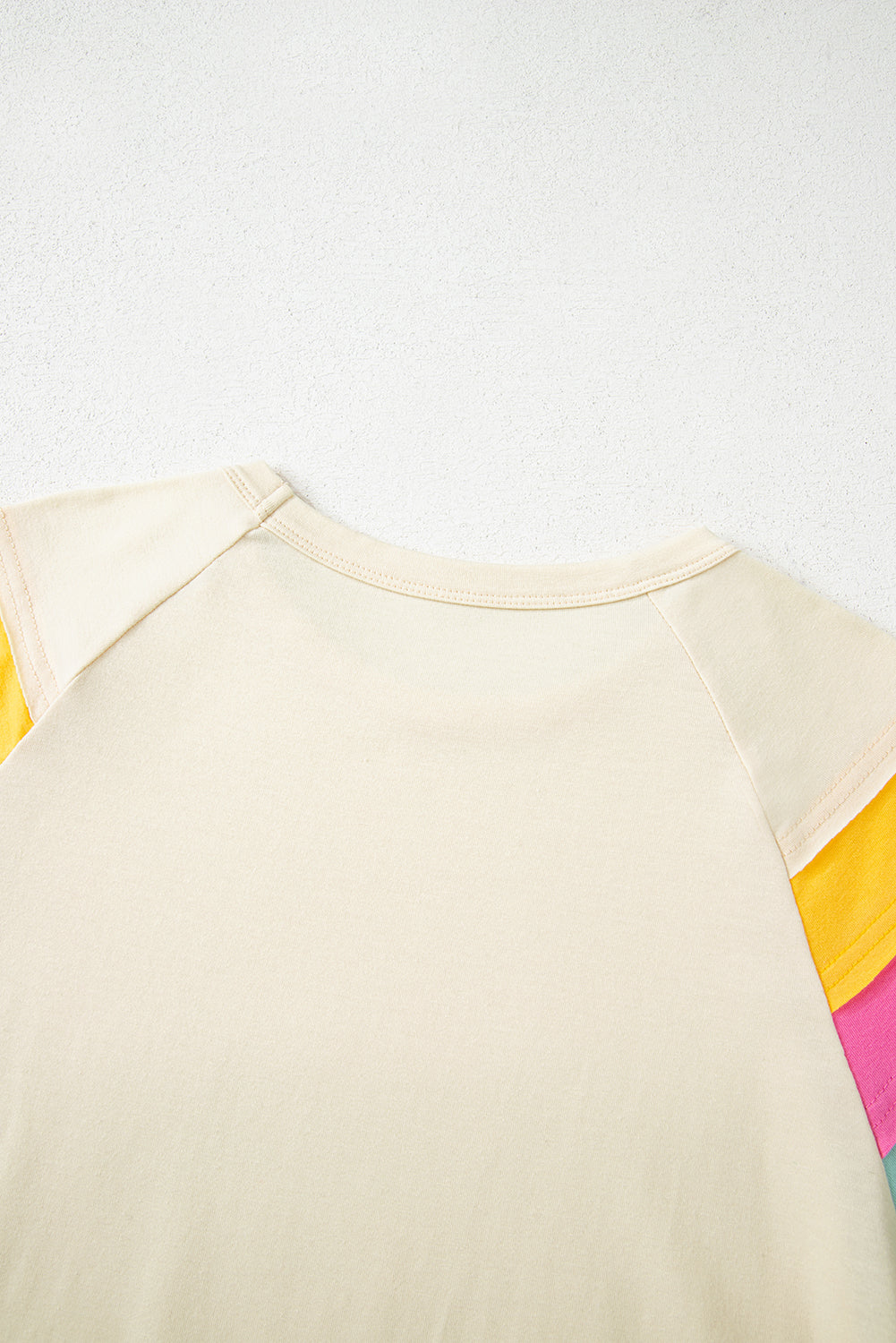 White Color Block Stitched Sleeve Loose Top