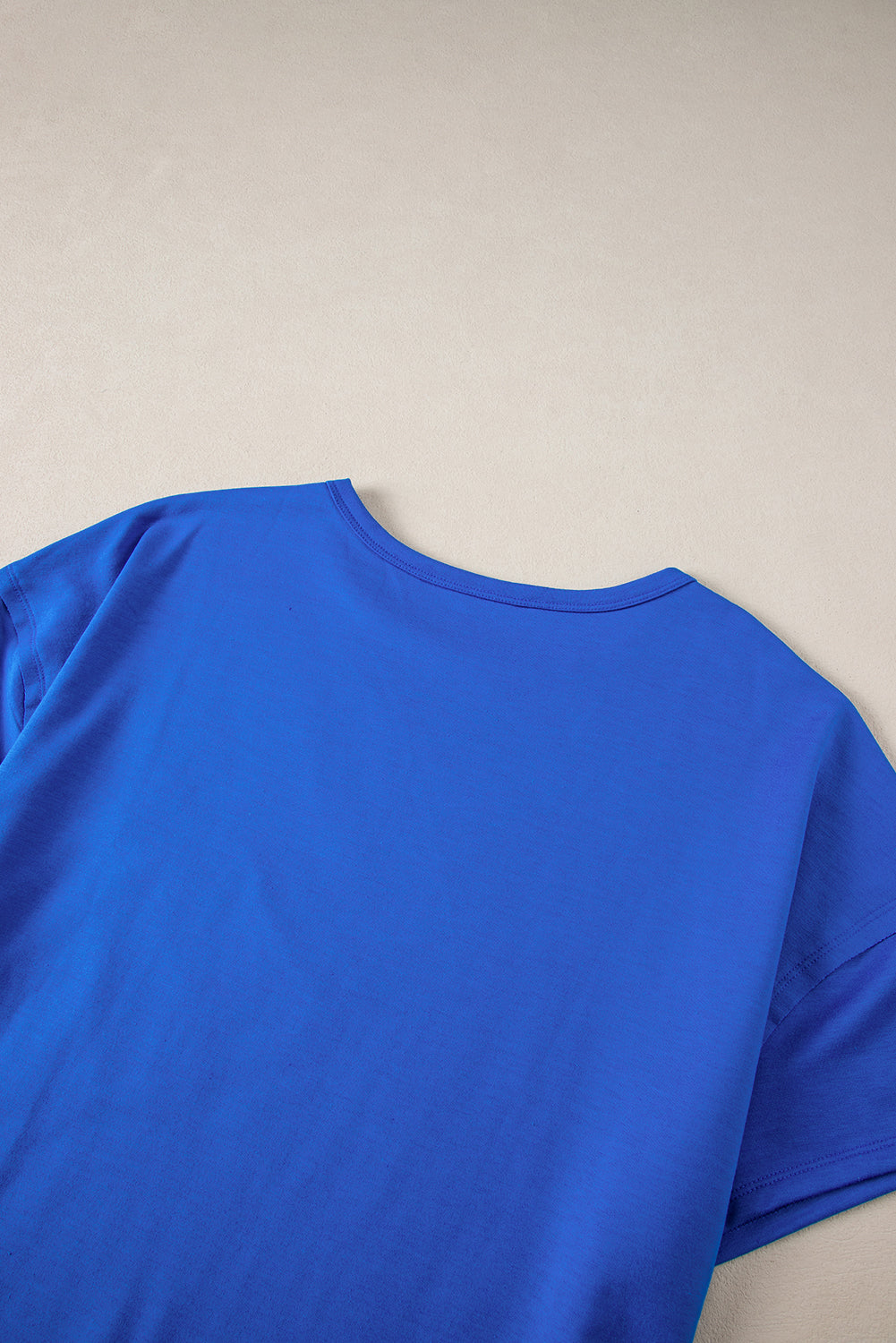 Blue Patched Pocket Exposed Seam Oversize Top