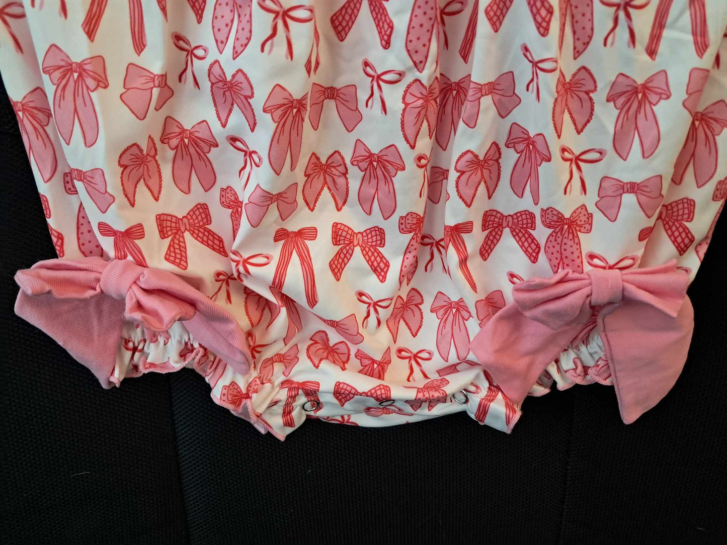 Mama's Bestie Smocked Bow Pink Short Sleeve Romper