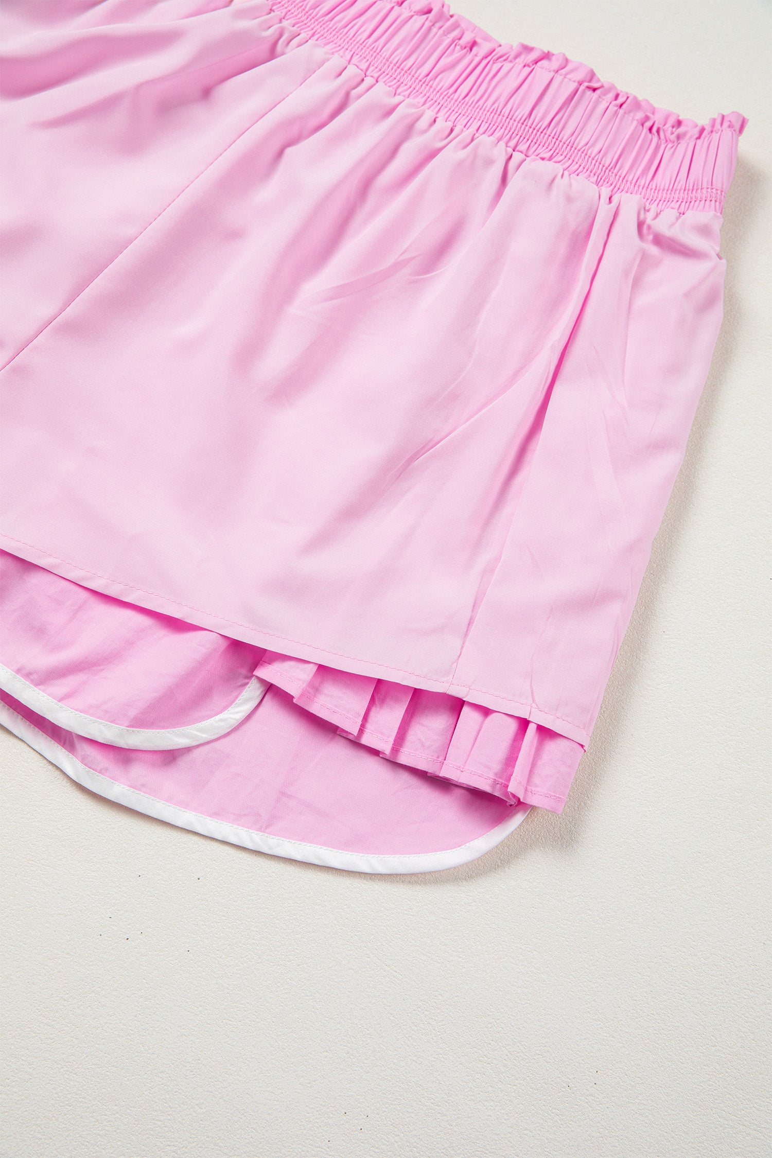 Lavendar Lane Clothing bonbon contrast trim pleated casual active shorts, lightweight bottoms with stylish design and comfortable fit.