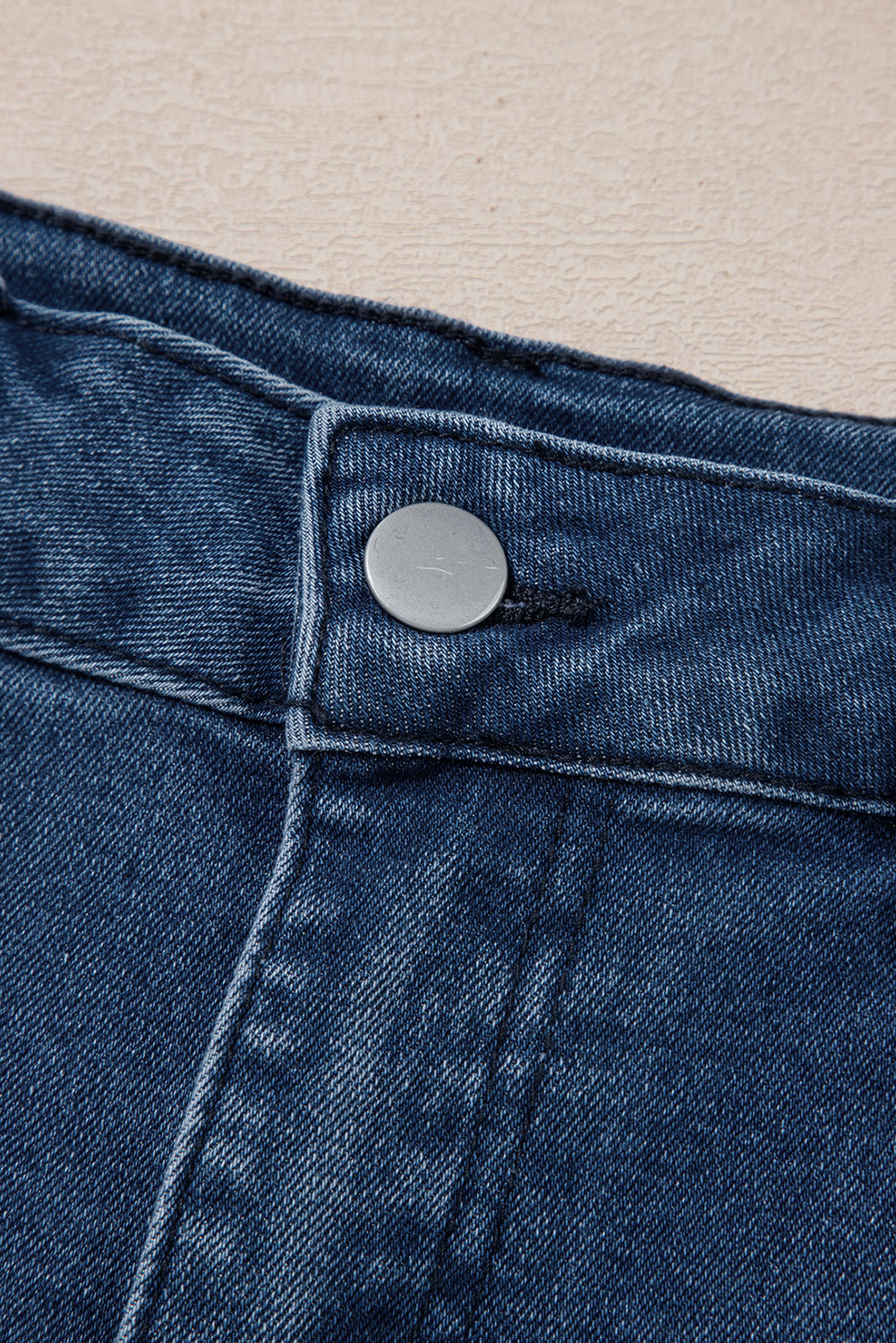 Sail Blue Scalloped Hemline Acid Wash High Waist Denim Shorts