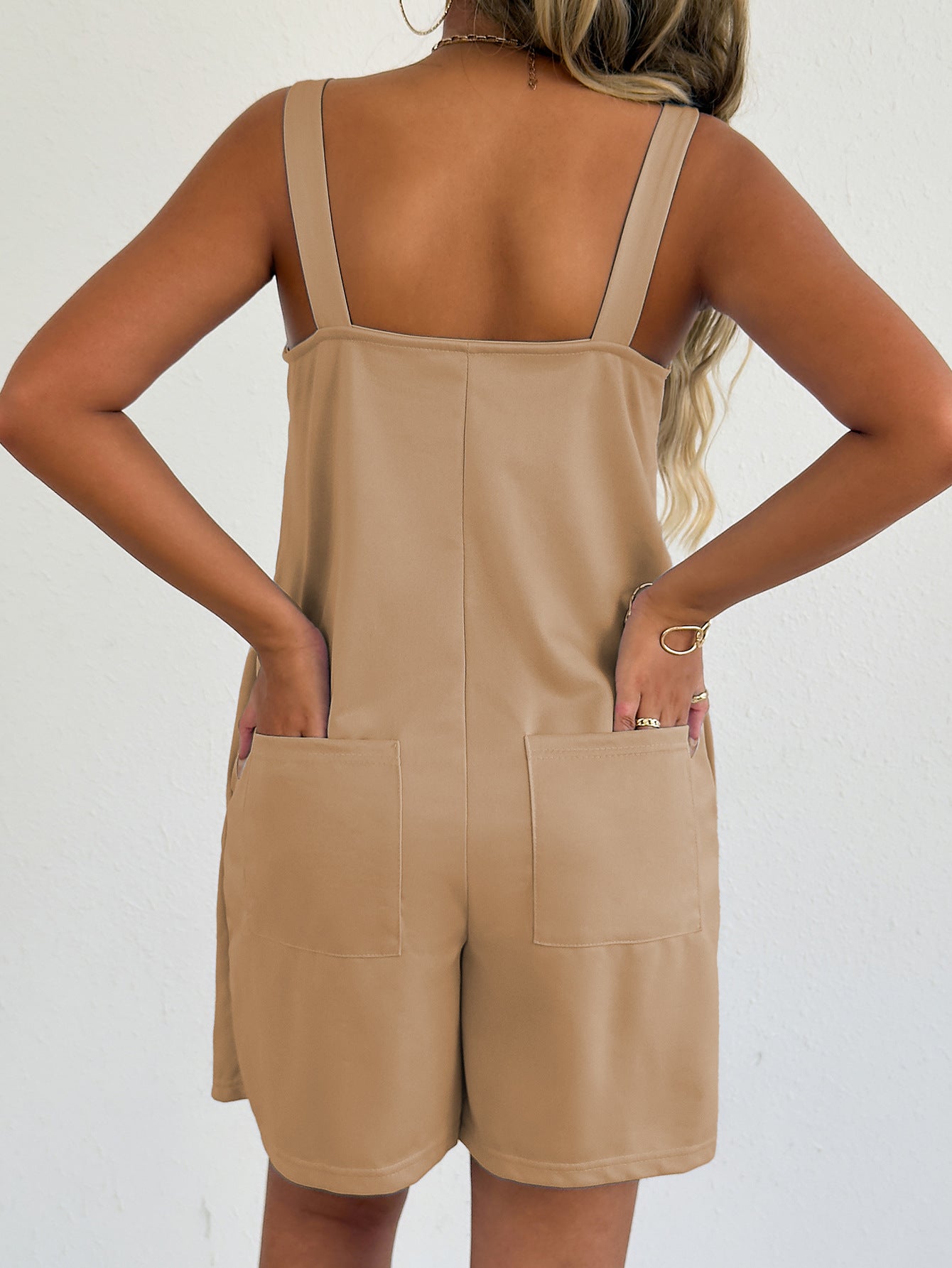Lavendar Lane Clothing sleeveless casual romper with side pockets, lightweight fabric, and relaxed fit for comfortable summer wear.
