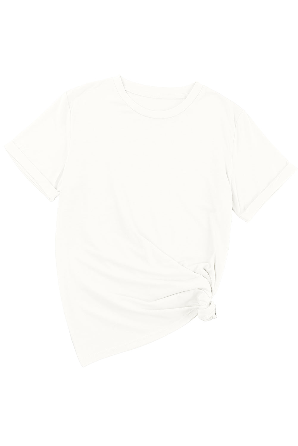 White Casual Plain Crew Neck Top