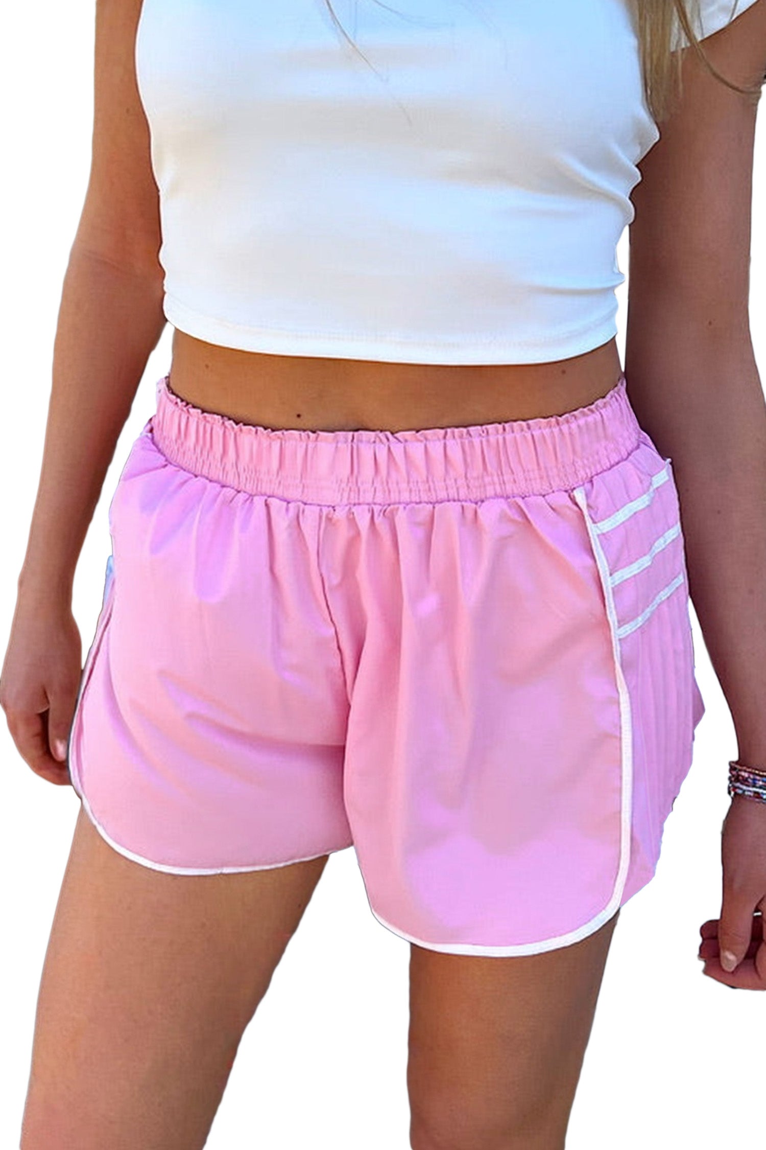 Lavendar Lane Clothing casual shorts with pleated design and contrast trim, perfect for active and relaxed everyday wear.