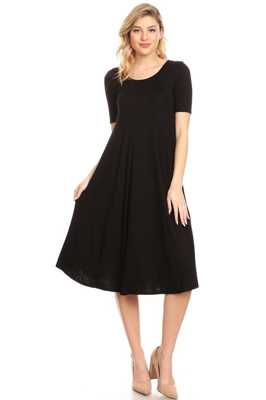 Jersey knit short sleeve oversized a-line dress