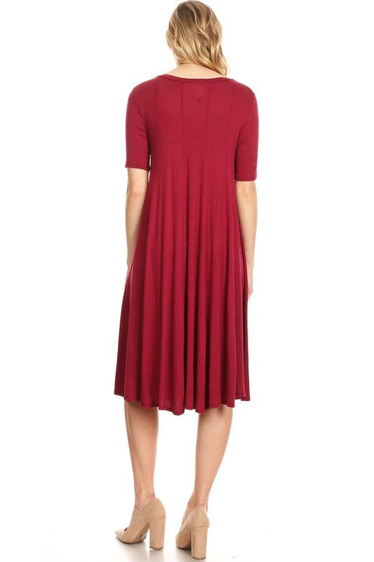 Jersey knit short sleeve oversized a-line dress