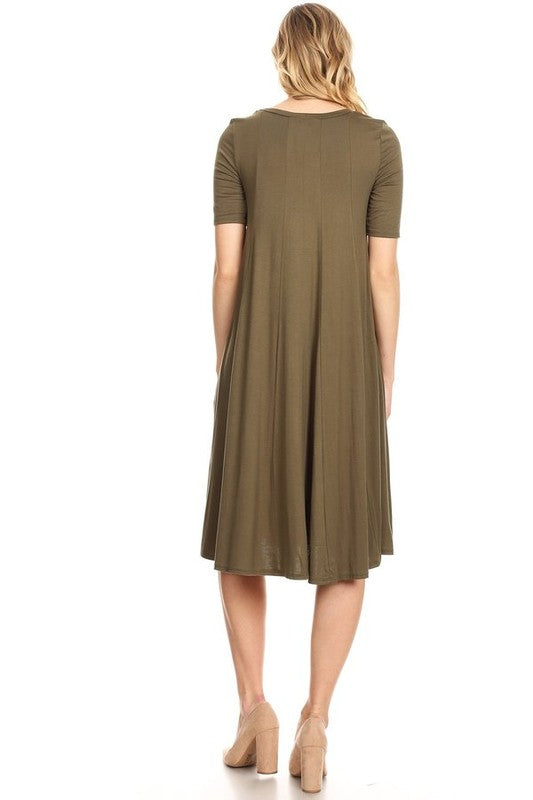 Jersey knit short sleeve oversized a-line dress