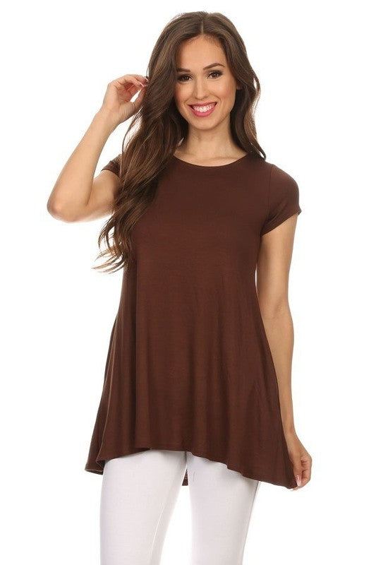 Knit tunic top in a relaxed fit with a round nec