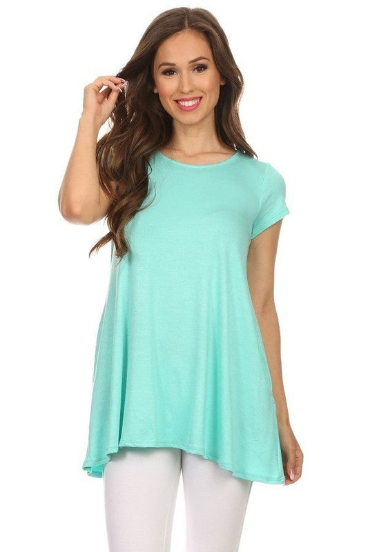 Knit tunic top in a relaxed fit with a round nec