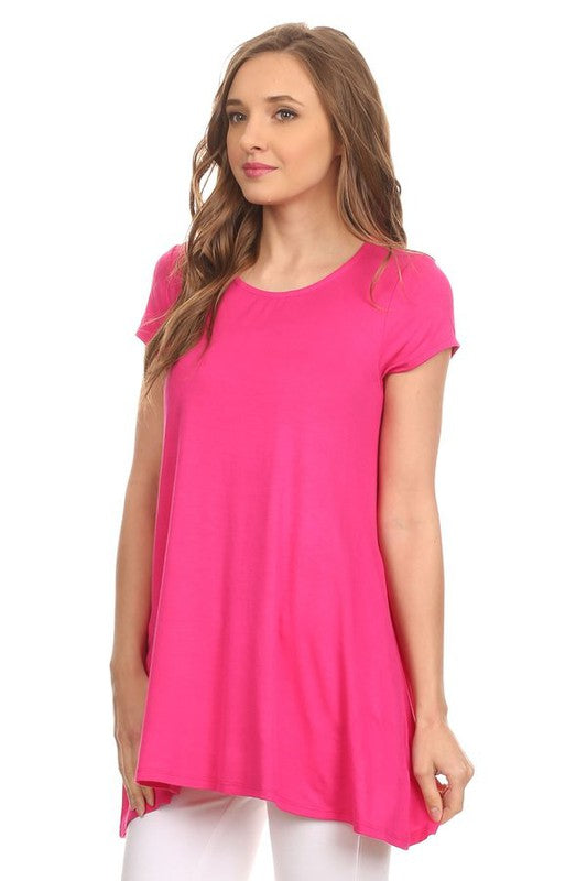 Knit tunic top in a relaxed fit with a round nec