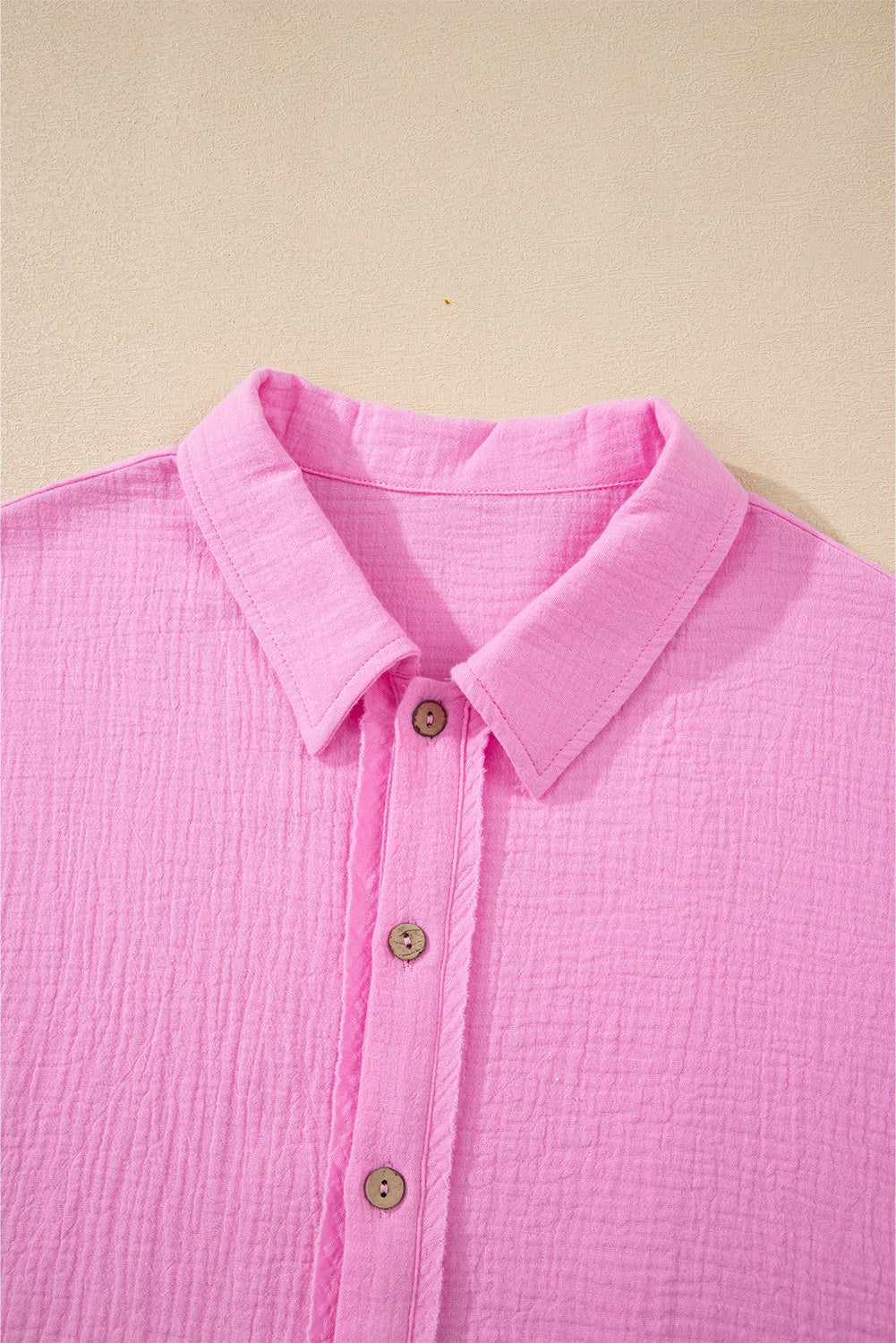 Bonbon Mineral Wash Textured Ruffle Trim Short Sleeve Top