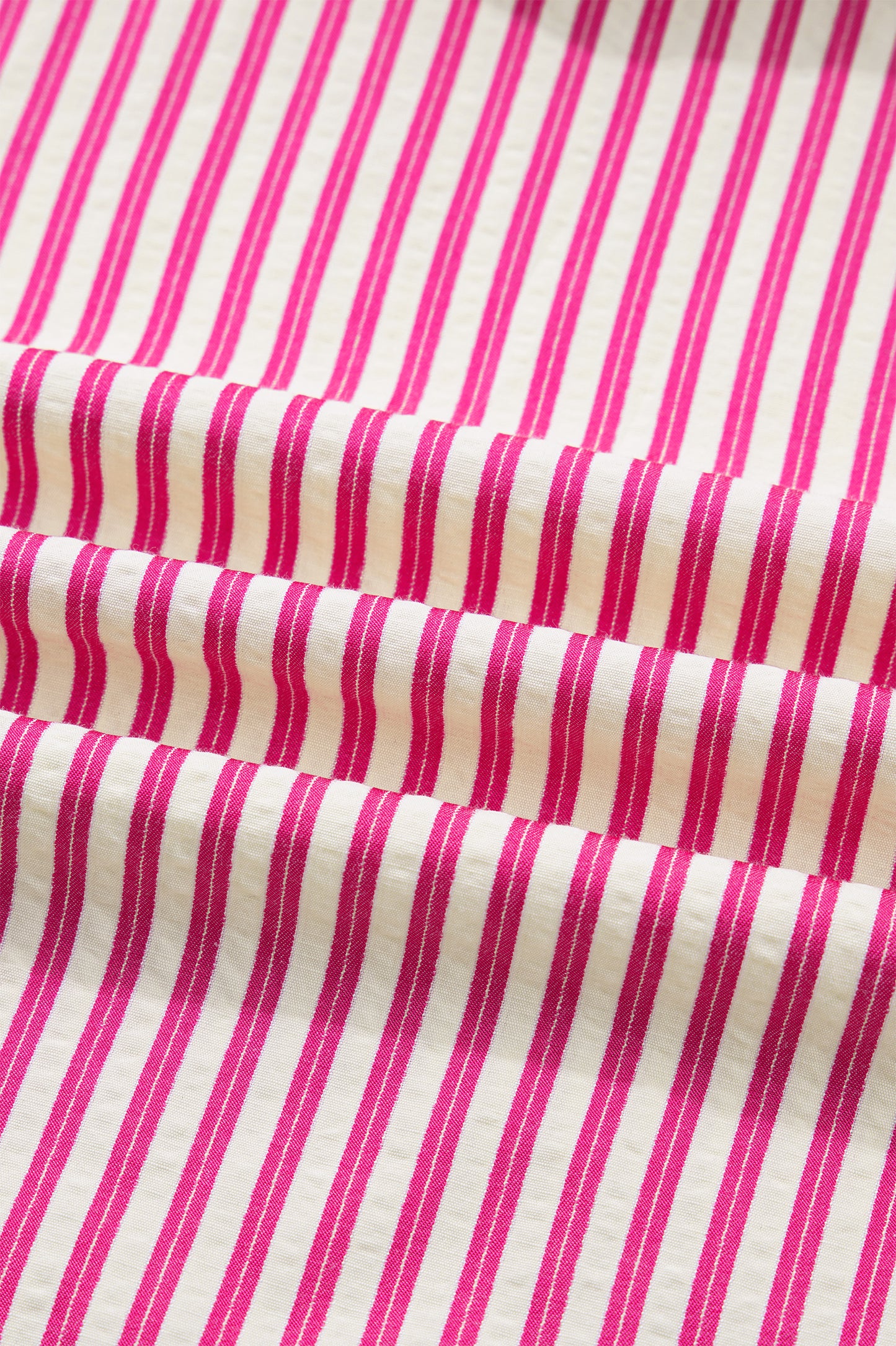 Lavendar Lane Clothing rose stripe blouse with shirred yoke and ruffled short sleeves, casual and feminine top for warm weather.