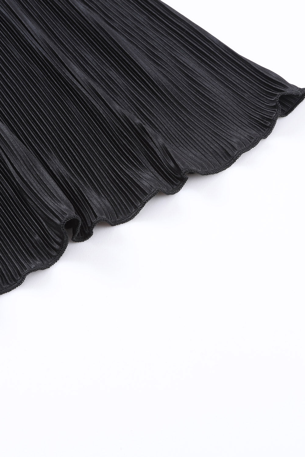 Black 3/4 Sleeves Pleated Shirt and High Waist Shorts Lounge Set