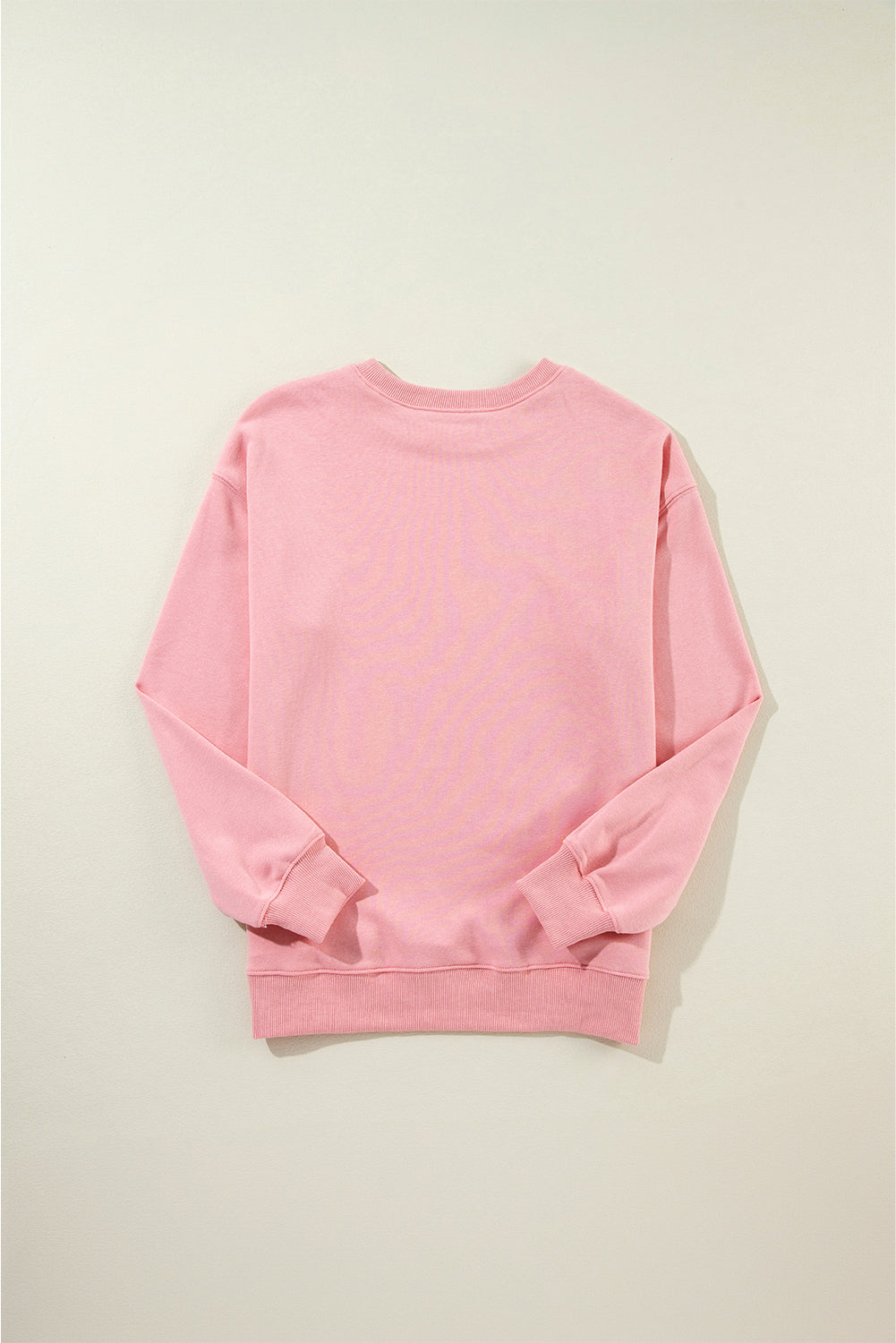 Pink Solid Classic Crewneck Pullover Sweatshirt