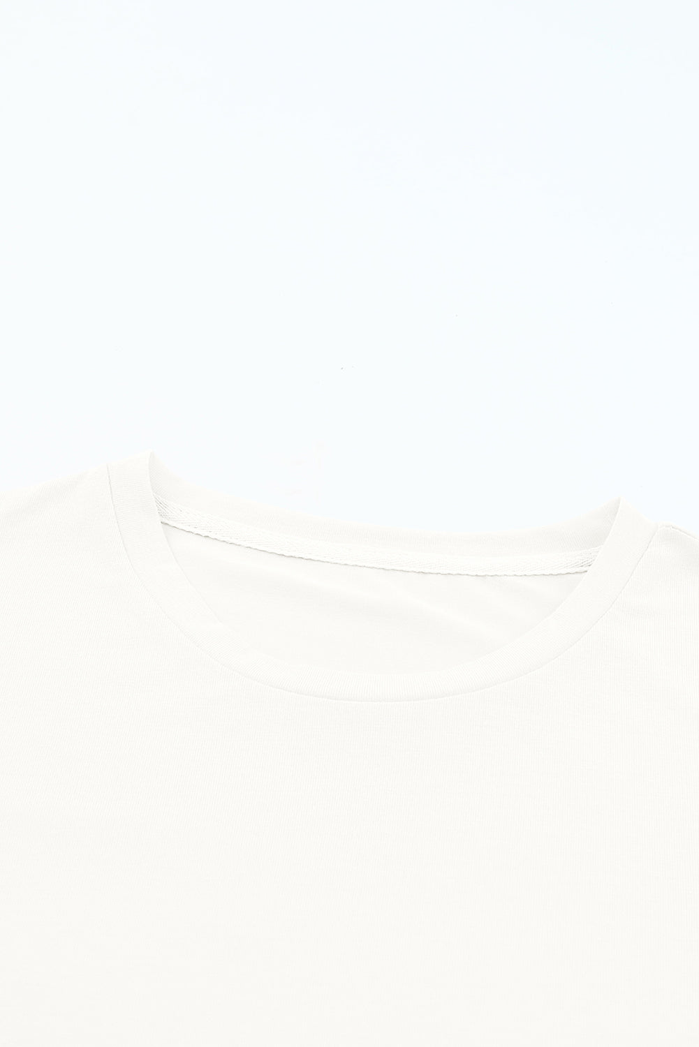 White Casual Plain Crew Neck Top