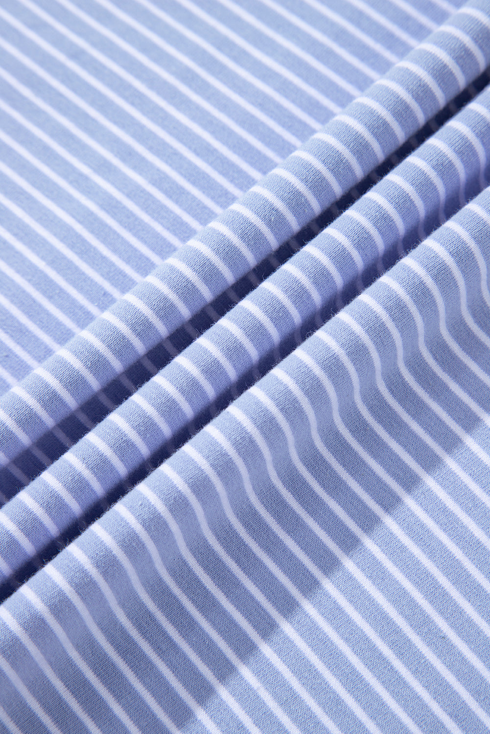 Sky blue stripe dolman sleeve polo shirt and drawstring shorts set by Lavendar Lane Clothing, casual two-piece summer outfit.