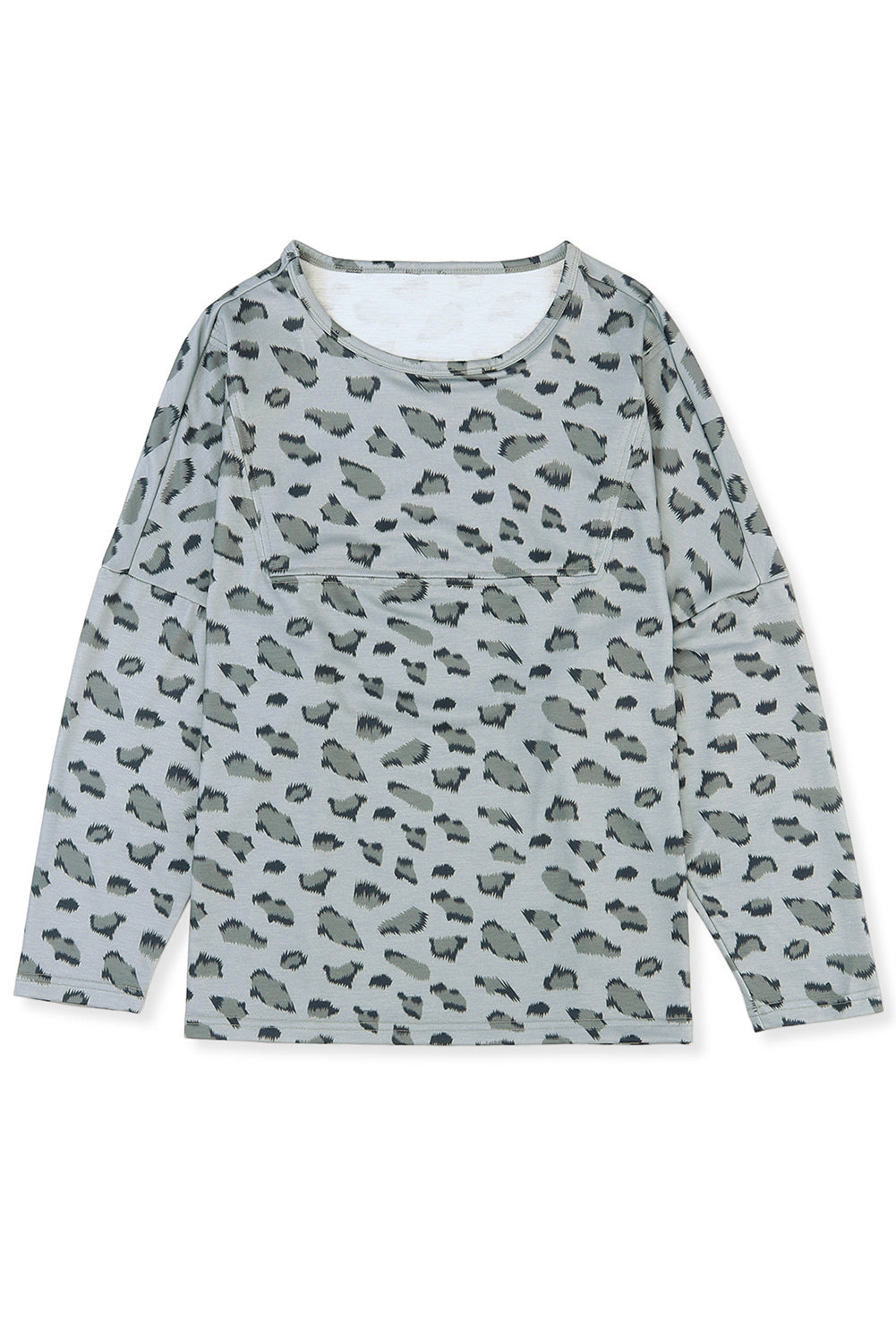 Leopard Animal Print Stitching Loose Long Sleeve Top