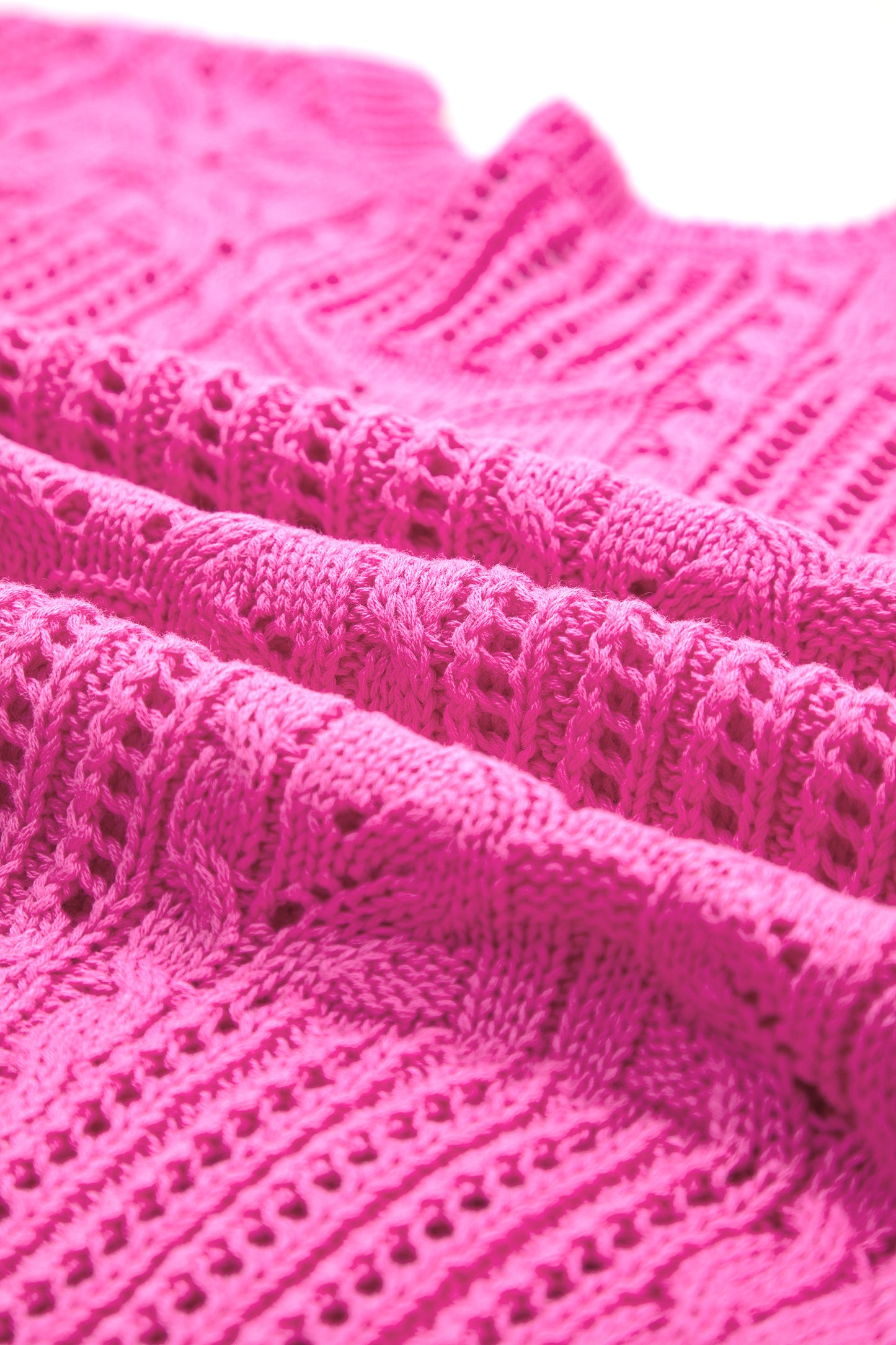 Lavendar Lane Clothing short sleeve sweater with pointelle knit pattern, scalloped trim, and elegant design.