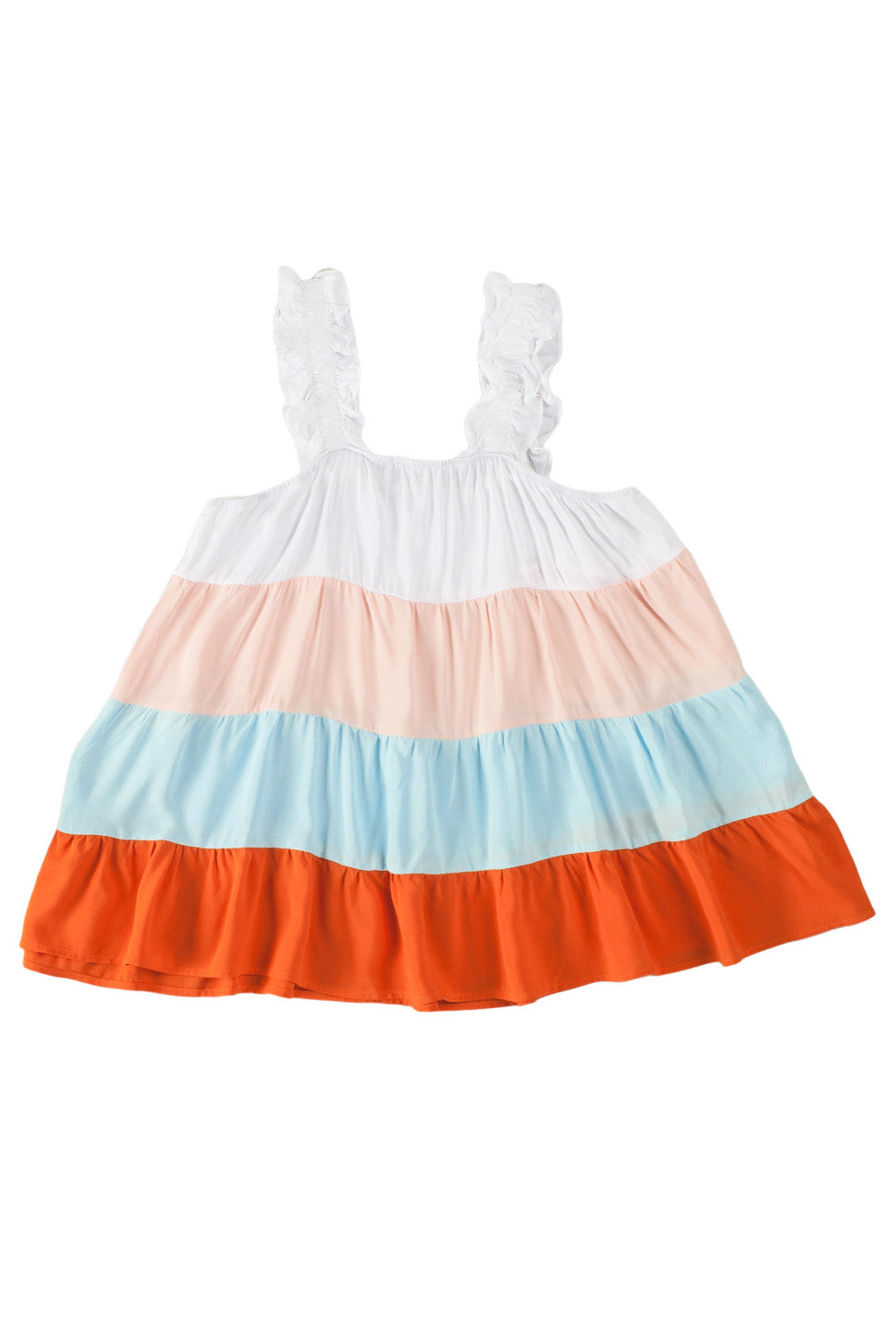 White Frill Straps Color Block Tiered Tank Top