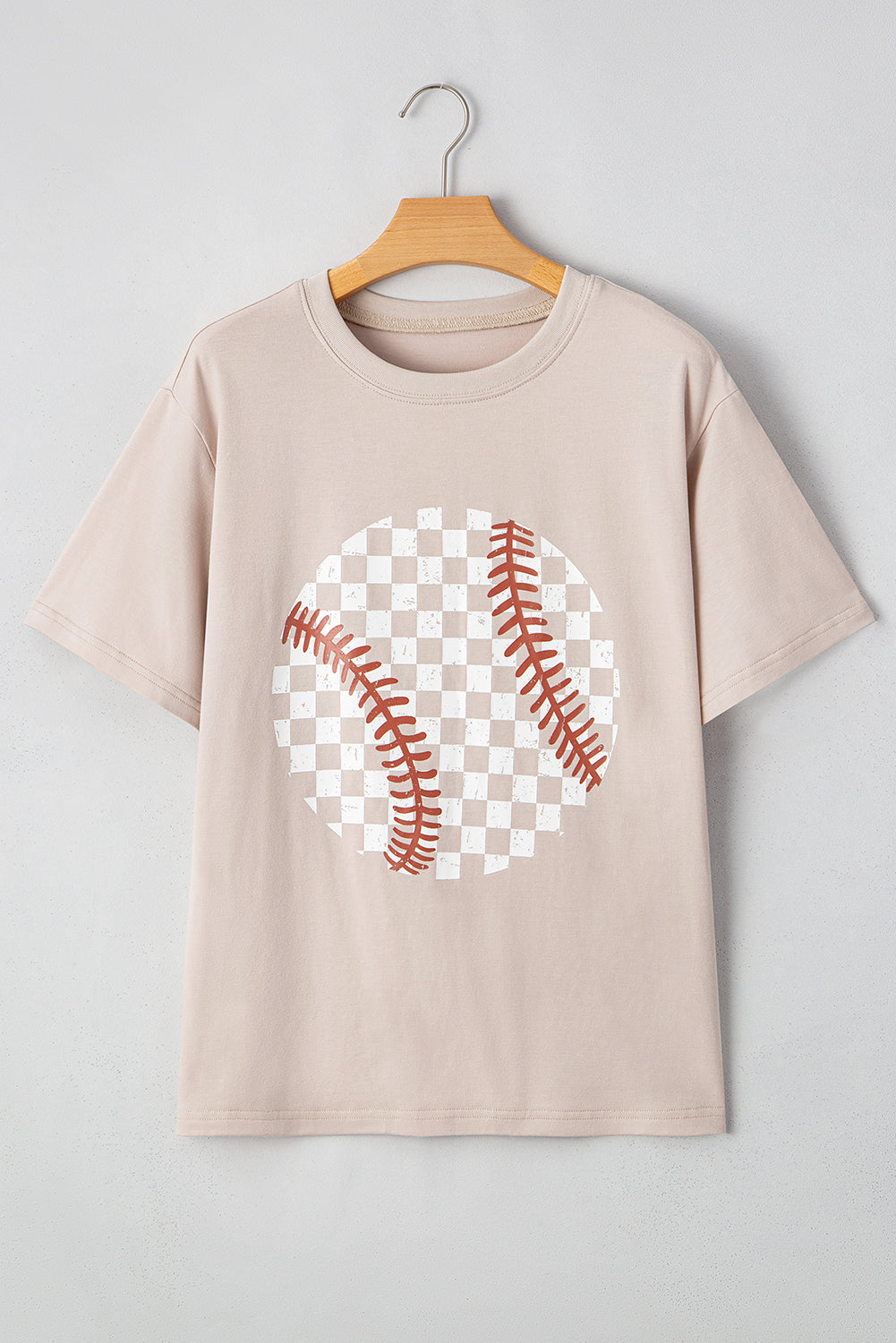Lavendar Lane Clothing Jet Stream checkered baseball graphic tee featuring a bold checkered pattern and sporty baseball graphic.