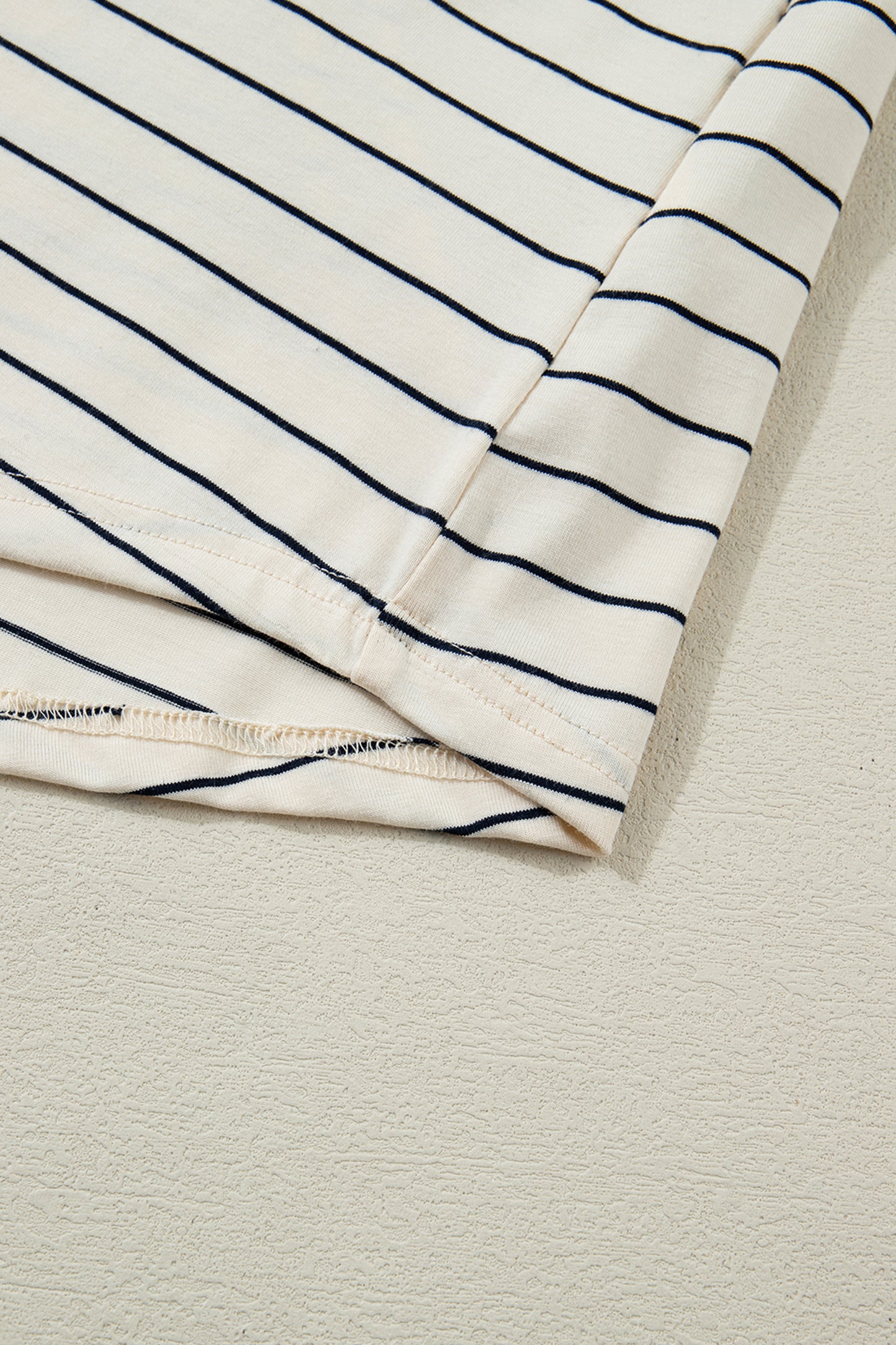 Beige stripe drawstring tunic mini dress with pockets from Lavender Lane Clothing, casual sleeveless dress with a relaxed fit.