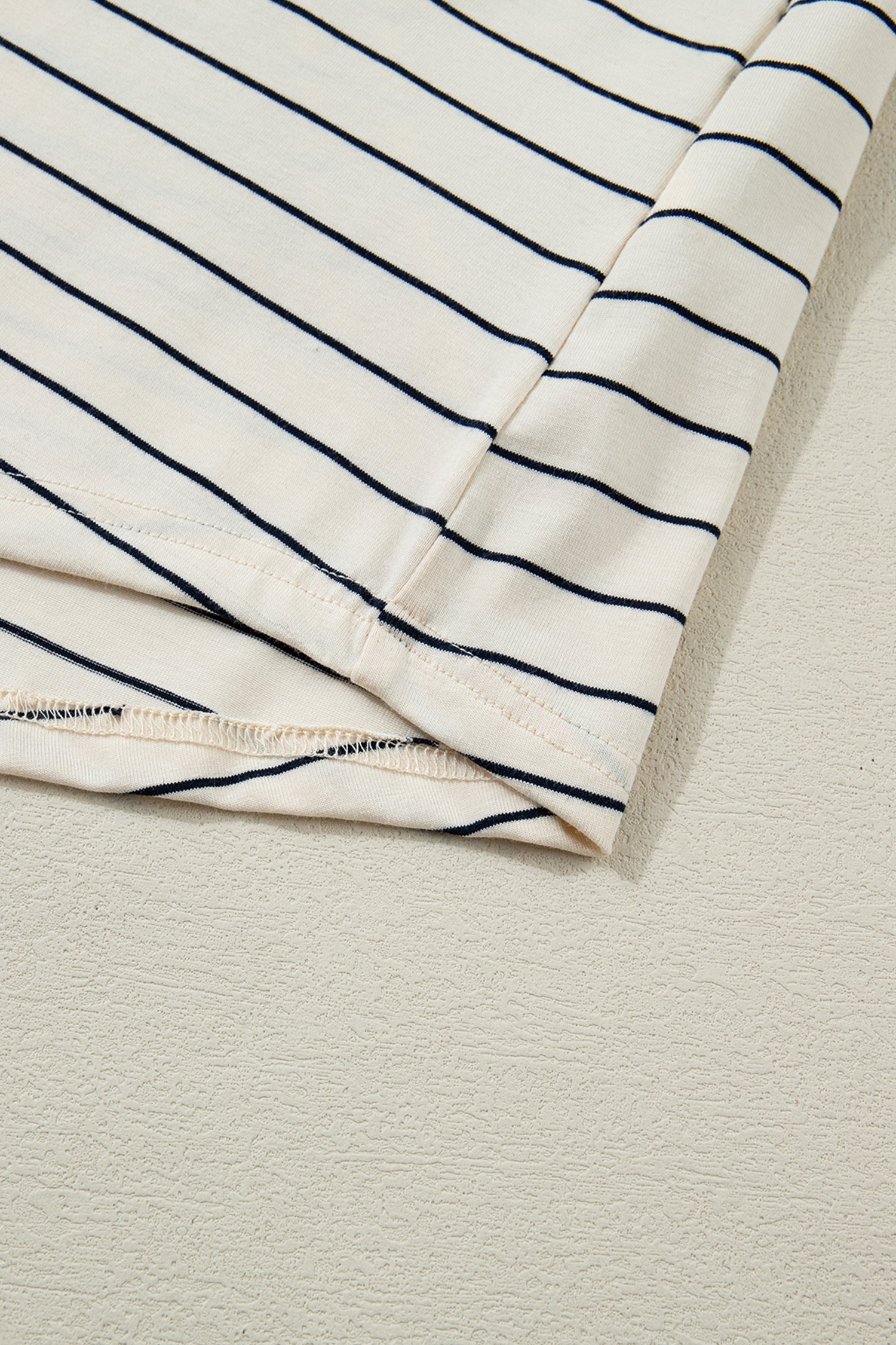 Beige stripe drawstring tunic mini dress with pockets from Lavender Lane Clothing, casual sleeveless dress with a relaxed fit.