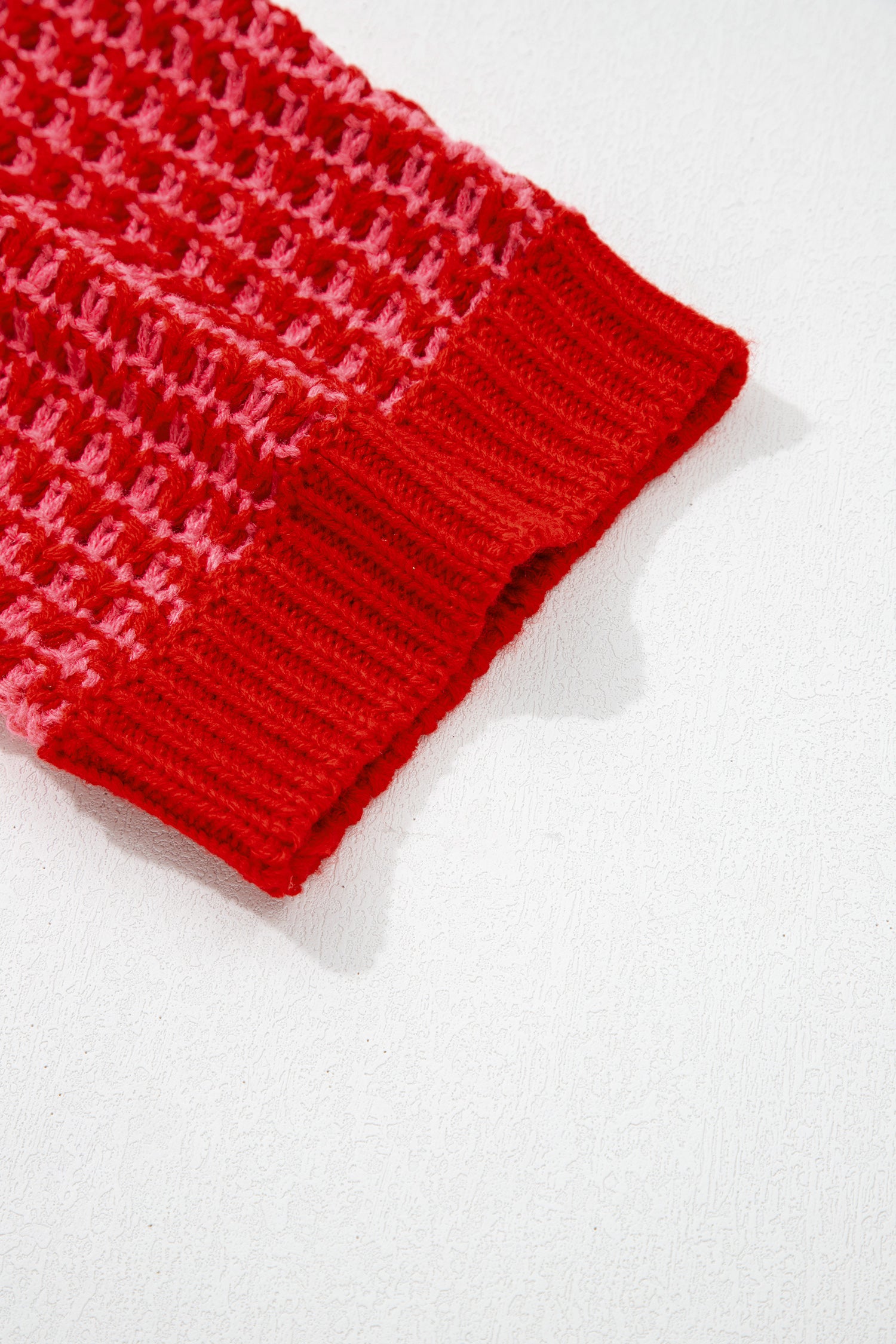 Lavendar Lane Clothing red stripe 3/4 draped sleeve slouchy sweater, casual short sleeve knit with relaxed fit.
