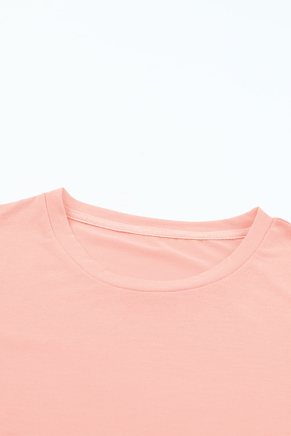 Pink Casual Plain Crew Neck Top