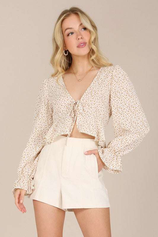 LS floral frill blouse