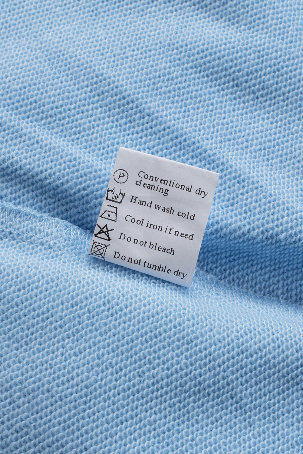 Sky Blue Solid Color Zip Collar Sweatshirt with Pockets