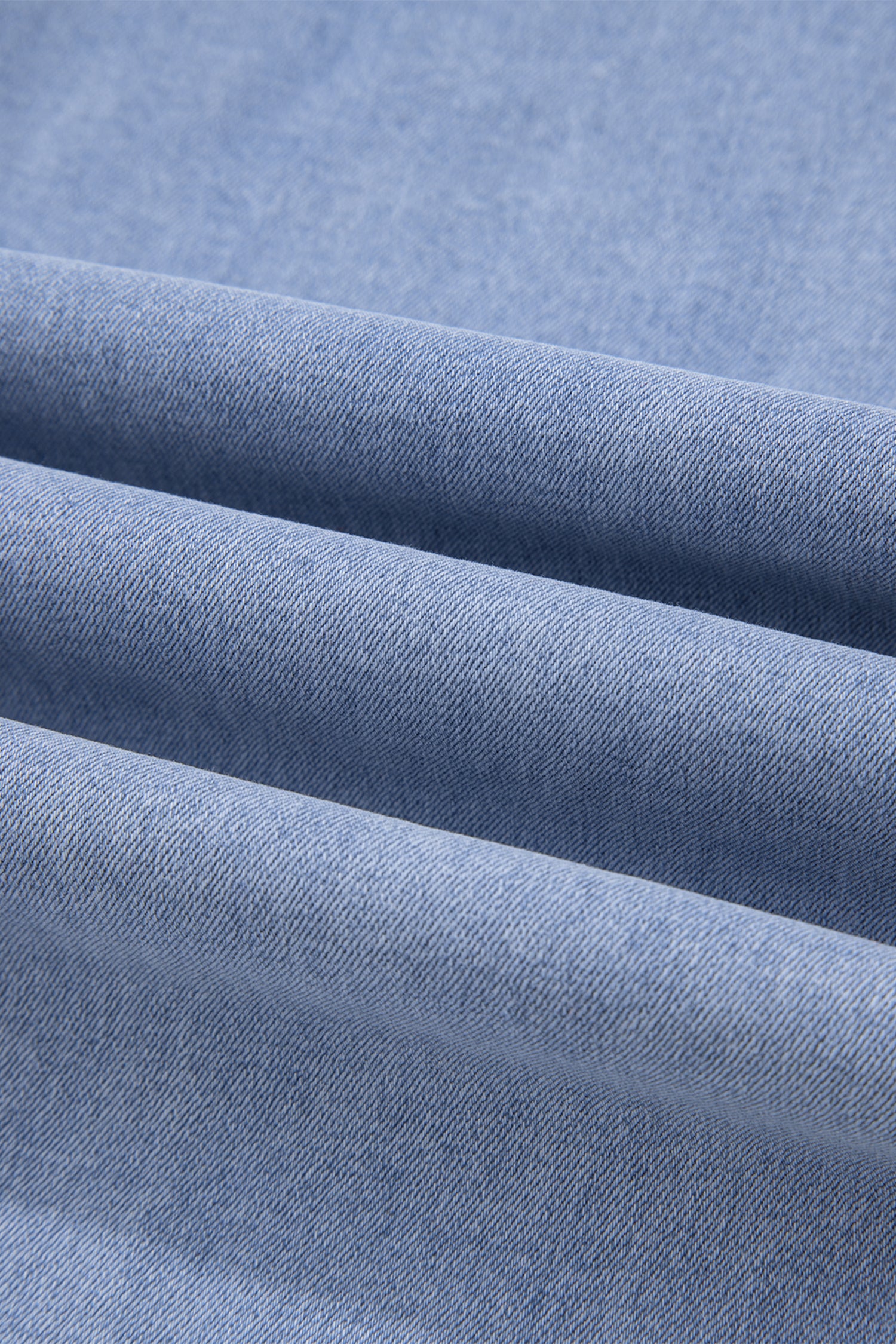 Lavendar Lane Clothing Beau Blue contrast stripe frayed side panel patchwork shift jeans showing distressed hem and stylish design.