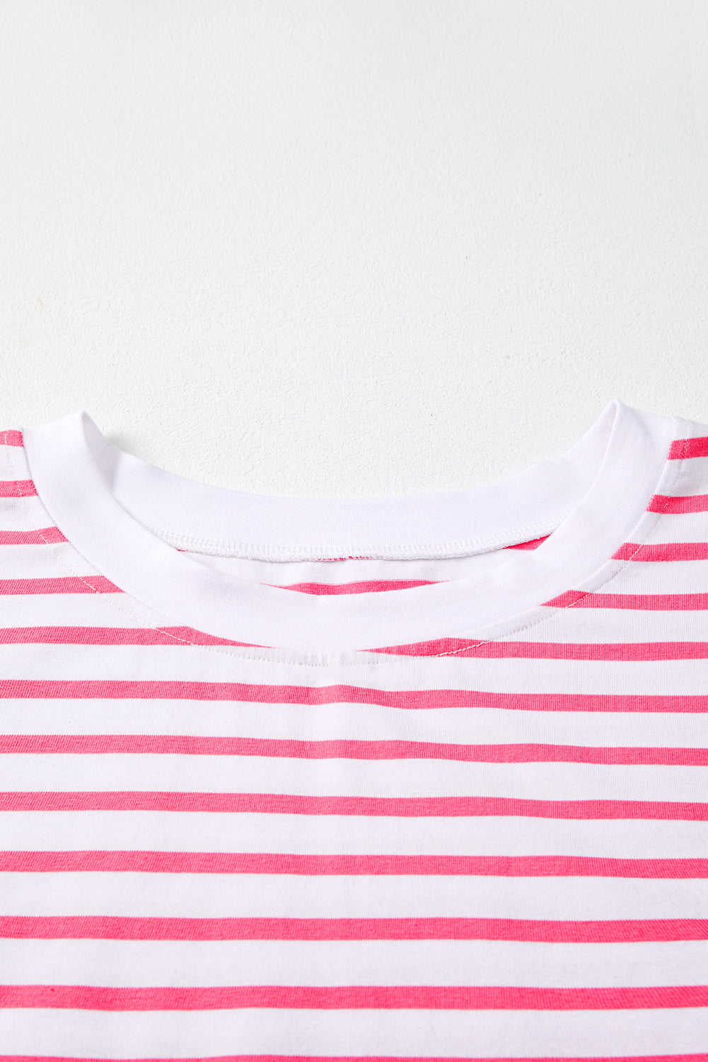 Pink Stripe Mixed Pattern Patchwork Uneven Hem Loose Top