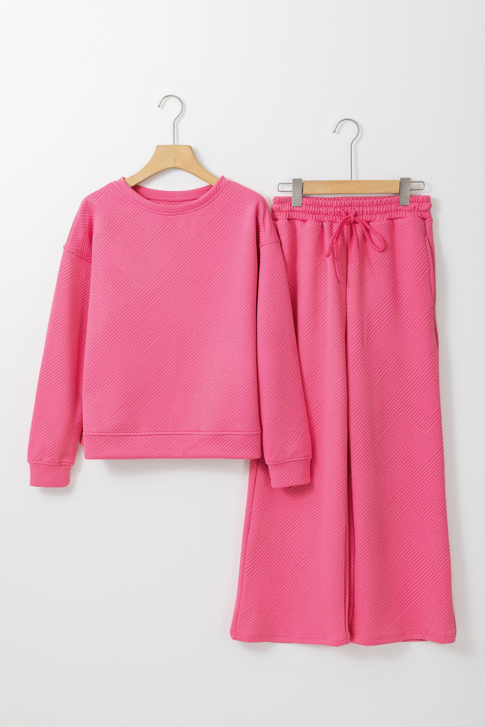 Strawberry Pink Ultra Loose Textured 2pcs Slouchy Outfit