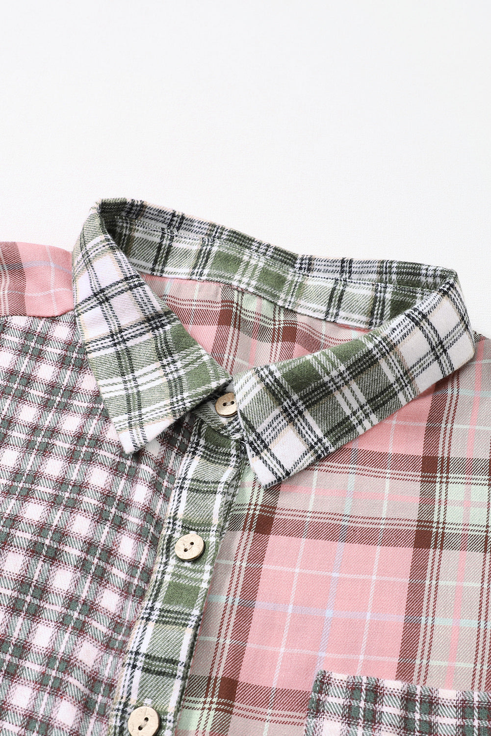 Multicolor Plaid Patchwork High Low Oversized Shirt