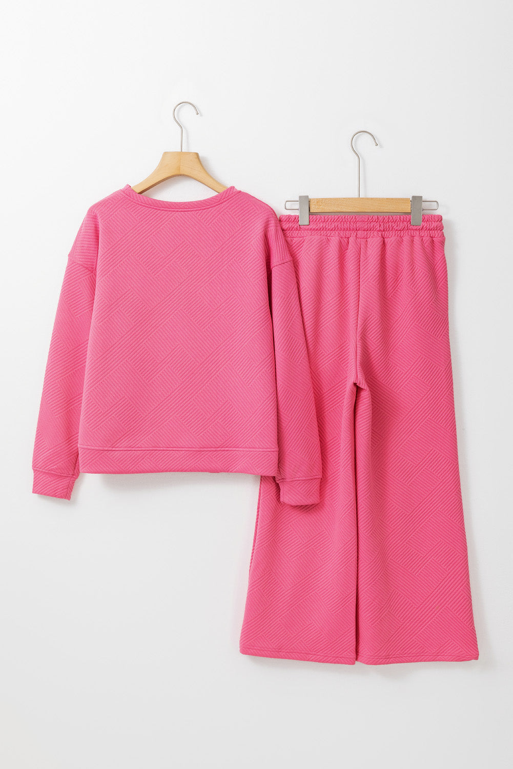 Strawberry Pink Ultra Loose Textured 2pcs Slouchy Outfit