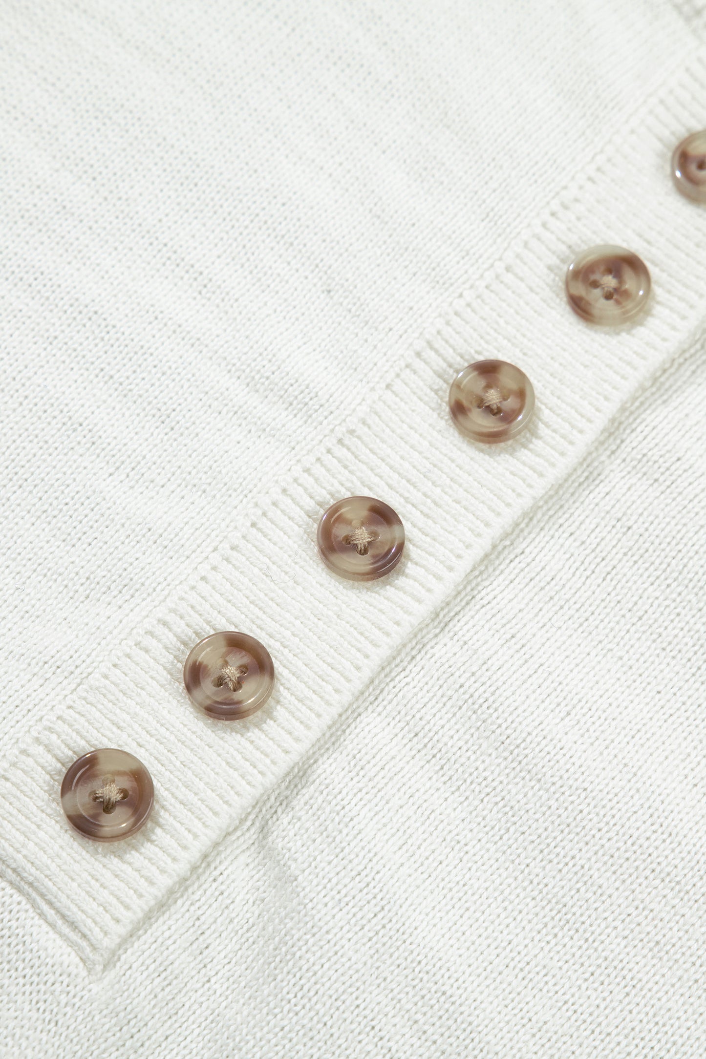Khaki Polka Dot Contrast Long Sleeve Button V Neck Sweater