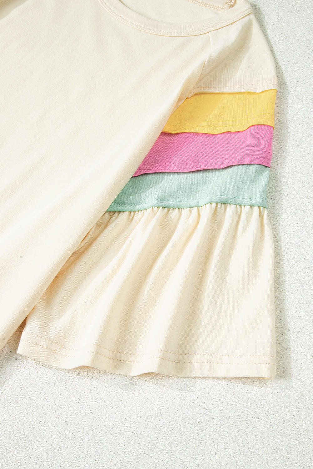 White Color Block Stitched Sleeve Loose Top