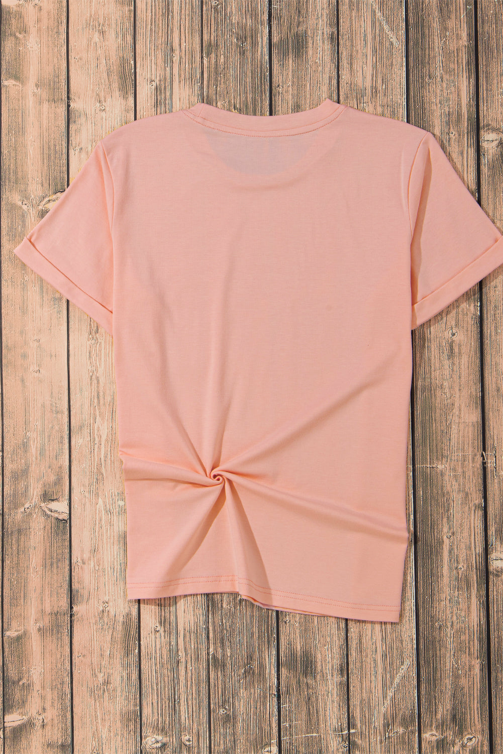 Pink Casual Plain Crew Neck Top