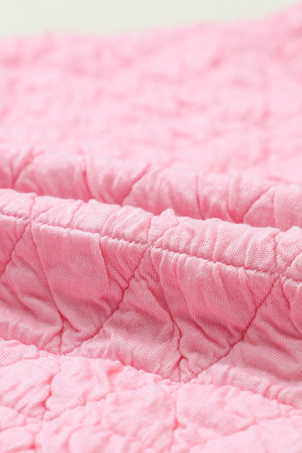 Pink Solid Quilted Pullover and Pants Outfit
