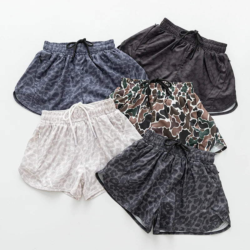 Mama & Kid Dry Fit Shorts. Black & White, Leopard, Cowboy-Cowgirl, Camouflage.