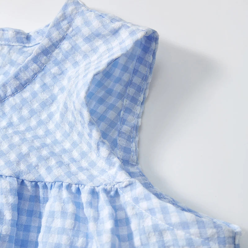 Girl's Lattice Duck Print Cotton Dress by Lavendar Lane, featuring a playful duck pattern and stylish lattice design.