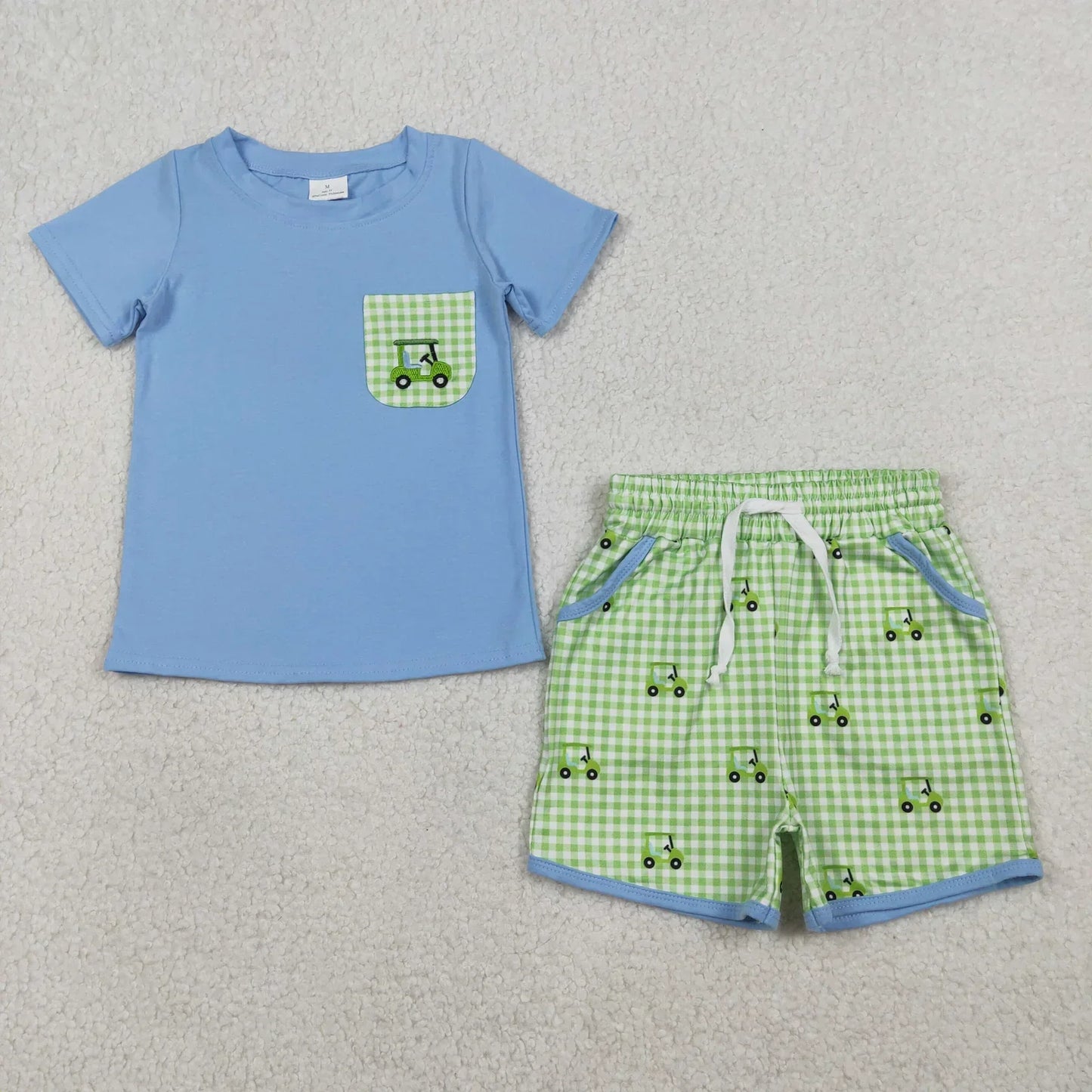 Boy's short sleeve shorts set by Lavendar Lane Clothing in vibrant colors, featuring a comfortable fit and playful design.