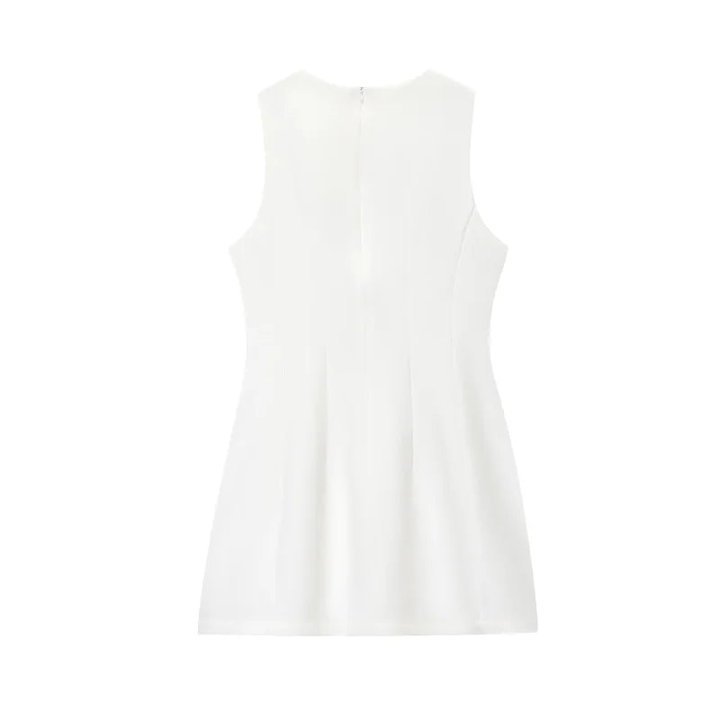 Women's Elegant Classic Round Neck Sleeveless Dress-Variety of Colors and Sizes