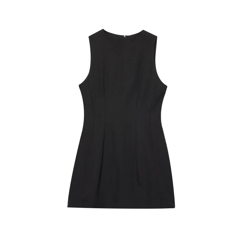 Women's Elegant Classic Round Neck Sleeveless Dress-Variety of Colors and Sizes