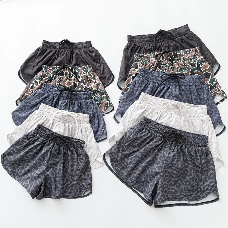 Mama & Kid Dry Fit Shorts. Black & White, Leopard, Cowboy-Cowgirl, Camouflage.