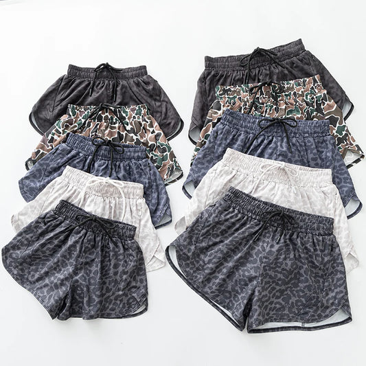 Mama & Kid Dry Fit Shorts. Black & White, Leopard, Cowboy-Cowgirl, Camouflage.