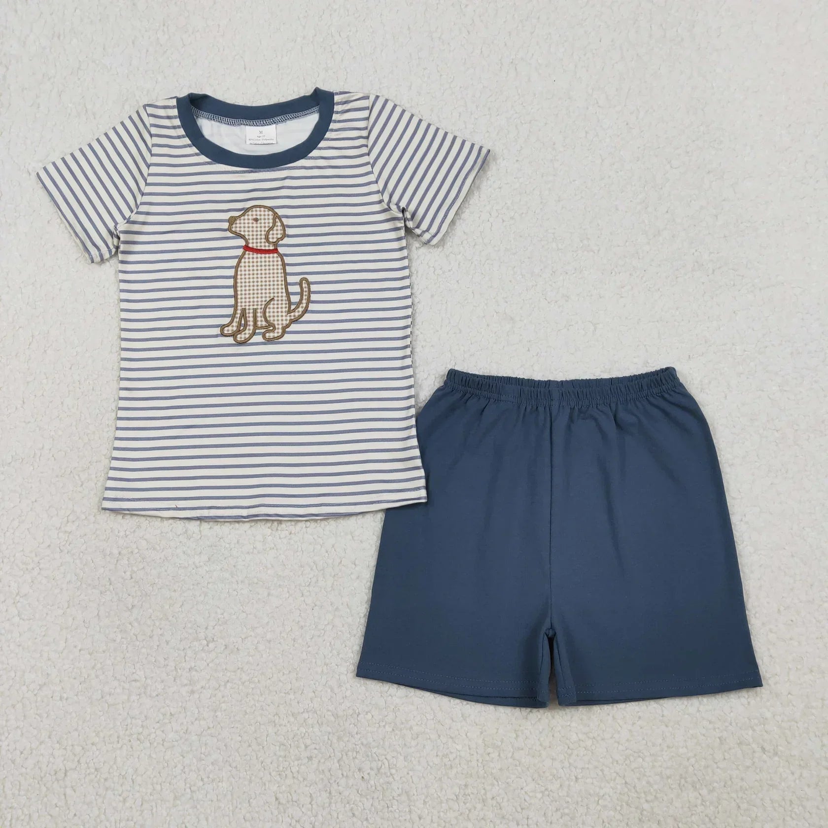 Boy's short sleeve shorts set from Lavendar Lane Clothing in vibrant colors, showcasing a playful design and comfortable fit.
