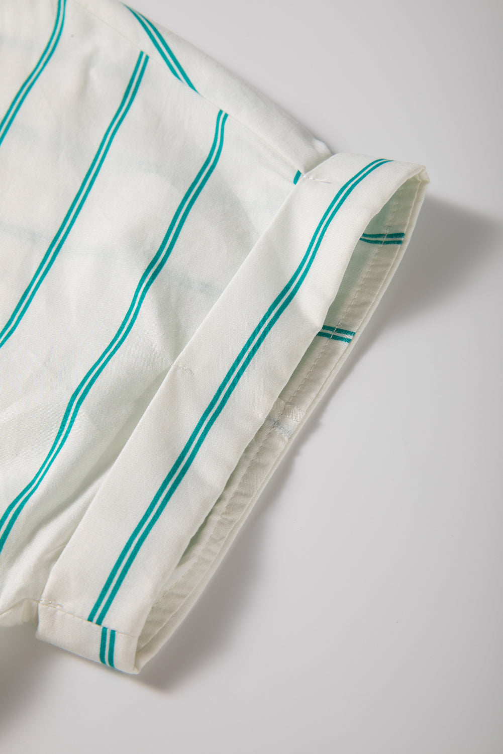 Mint Green Striped Wide Short Sleeve Shift Mini Shirt Dress